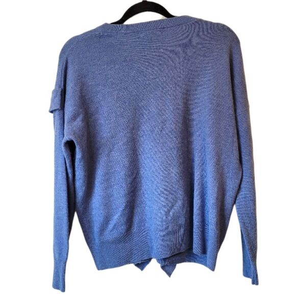 Forte Cashmere Women's Blue Ruffle Front Sweater Size S - Picture 2 of 5